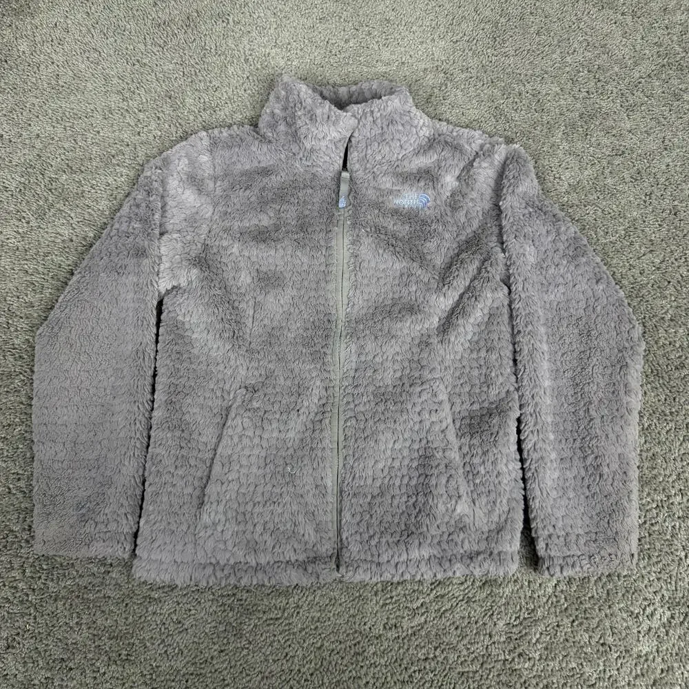 The North Face Jacket Girls Medium 10/12 Gray High Pile Fleece Full Zip